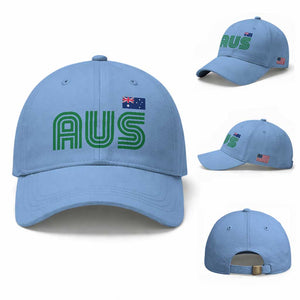 Retro Australia Baseball Cap AUS Green Australian Flag Country Pride Graphic