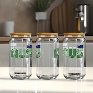 Retro Australia Glass Can AUS Green Australian Flag Country Pride Graphic