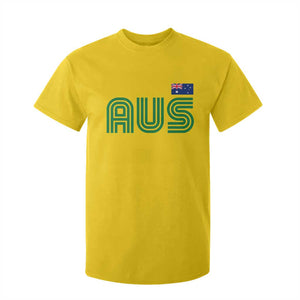 Retro Australia T Shirt For Kid AUS Green Australian Flag Country Pride Graphic