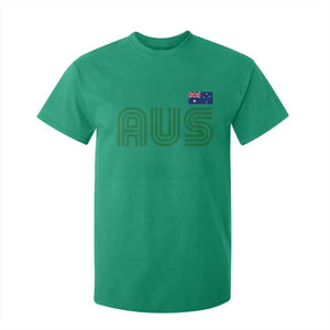 Retro Australia T Shirt For Kid AUS Green Australian Flag Country Pride Graphic