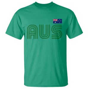 Retro Australia T Shirt AUS Green Australian Flag Country Pride Graphic