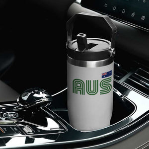 Retro Australia Flip Straw Tumbler AUS Green Australian Flag Country Pride Graphic