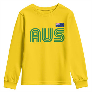 Retro Australia Youth Sweatshirt AUS Green Australian Flag Country Pride Graphic