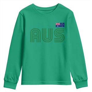 Retro Australia Youth Sweatshirt AUS Green Australian Flag Country Pride Graphic