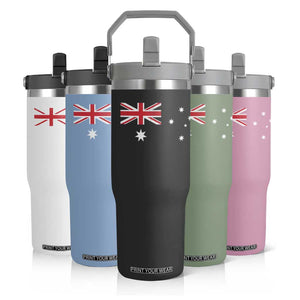 Vintage Australian Flag Flip Straw Tumbler Australia Distressed Patriotic Southern Cross Country Pride Graphic