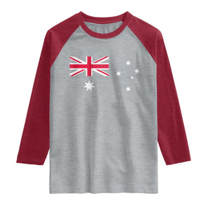 Vintage Australian Flag Raglan Shirt Australia Distressed Patriotic Southern Cross Country Pride Graphic