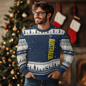 Australia Flag Ugly Christmas Sweater Patriotic Country Pride Vertical Text Graphic