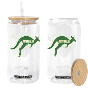 Vintage Kangaroo Australia Glass Can Patriotic Country Pride Graphic Aussie Roo Kangaroo