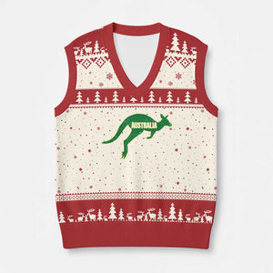 Vintage Kangaroo Australia V-Neck Knit Sweater Vest Patriotic Country Pride Graphic Aussie Roo Kangaroo