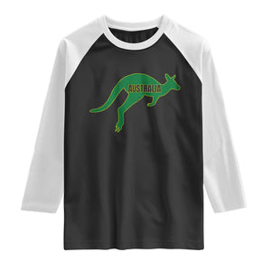 Vintage Kangaroo Australia Raglan Shirt Patriotic Country Pride Graphic Aussie Roo Kangaroo