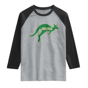 Vintage Kangaroo Australia Raglan Shirt Patriotic Country Pride Graphic Aussie Roo Kangaroo