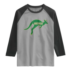 Vintage Kangaroo Australia Raglan Shirt Patriotic Country Pride Graphic Aussie Roo Kangaroo