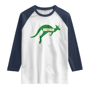 Vintage Kangaroo Australia Raglan Shirt Patriotic Country Pride Graphic Aussie Roo Kangaroo