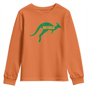 Vintage Kangaroo Australia Youth Sweatshirt Patriotic Country Pride Graphic Aussie Roo Kangaroo