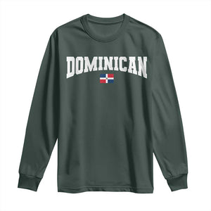Vintage Dominican Republic Flag Long Sleeve Shirt Retro Varsity Caribbean Pride Heritage Gift TS10 Dark Forest Green Print Your Wear