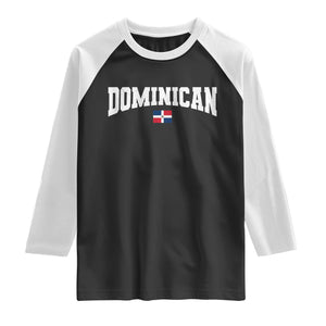 Vintage Dominican Republic Flag Raglan Shirt Retro Varsity Caribbean Pride Heritage Gift TS10 Black White Print Your Wear