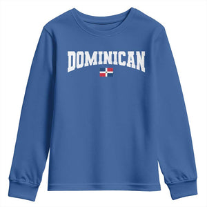 Vintage Dominican Republic Flag Youth Sweatshirt Retro Varsity Caribbean Pride Heritage Gift TS10 Royal Blue Print Your Wear