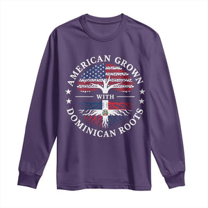 American Grown With Dominican Roots Long Sleeve Shirt USA Dominican Republic Heritage Pride Gift TS10 S Purple Print Your Wear