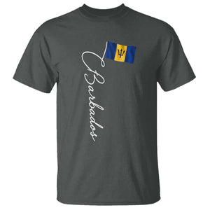 Barbados Flag T Shirt Elegant Barbados Pride Patriotic Island Heritage Gift TS10 Dark Heather Print Your Wear