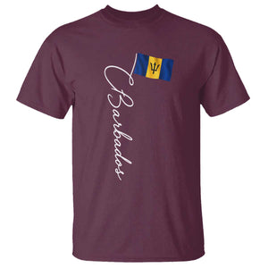 Barbados Flag T Shirt Elegant Barbados Pride Patriotic Island Heritage Gift TS10 Maroon Print Your Wear