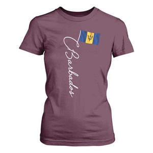 Barbados Flag T Shirt For Women Elegant Barbados Pride Patriotic Island Heritage Gift TS10 Maroon Print Your Wear