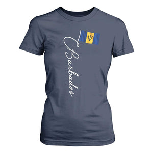 Barbados Flag T Shirt For Women Elegant Barbados Pride Patriotic Island Heritage Gift TS10 Navy Print Your Wear