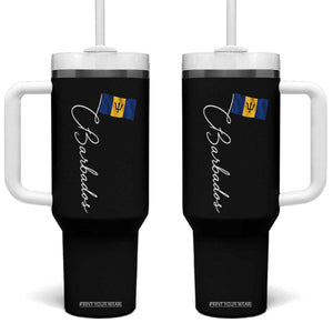 Barbados Flag Tumbler With Handle Elegant Barbados Pride Patriotic Island Heritage Gift TS10 One Size: 40 oz Black Print Your Wear