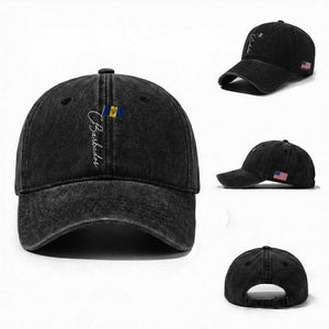 Barbados Flag Washed Cotton Baseball Cap Elegant Barbados Pride Patriotic Island Heritage Gift TS10 Washed Cap Universal Fit Black Print Your Wear