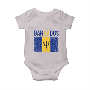 Vintage Distressed Barbados Flag Baby Onesie Bajan Caribbean Heritage Patriotic Pride Gift TS10 Ice Gray Print Your Wear