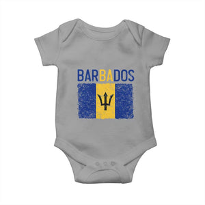 Vintage Distressed Barbados Flag Baby Onesie Bajan Caribbean Heritage Patriotic Pride Gift TS10 Sport Gray Print Your Wear