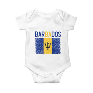 Vintage Distressed Barbados Flag Baby Onesie Bajan Caribbean Heritage Patriotic Pride Gift TS10 White Print Your Wear
