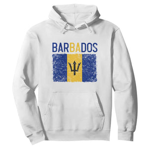 Vintage Distressed Barbados Flag Hoodie Bajan Caribbean Heritage Patriotic Pride Gift TS10 White Print Your Wear