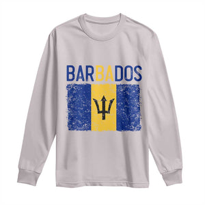 Vintage Distressed Barbados Flag Long Sleeve Shirt Bajan Caribbean Heritage Patriotic Pride Gift TS10 Ice Gray Print Your Wear