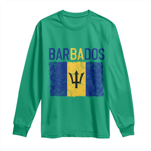 Vintage Distressed Barbados Flag Long Sleeve Shirt Bajan Caribbean Heritage Patriotic Pride Gift TS10 Irish Green Print Your Wear