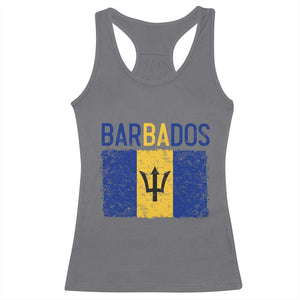 Vintage Distressed Barbados Flag Racerback Tank Top Bajan Caribbean Heritage Patriotic Pride Gift TS10 Charcoal Print Your Wear