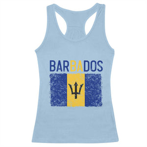 Vintage Distressed Barbados Flag Racerback Tank Top Bajan Caribbean Heritage Patriotic Pride Gift TS10 Light Blue Print Your Wear