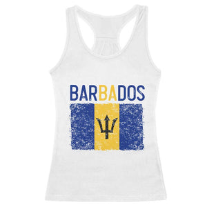 Vintage Distressed Barbados Flag Racerback Tank Top Bajan Caribbean Heritage Patriotic Pride Gift TS10 White Print Your Wear