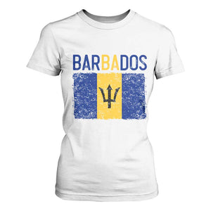 Vintage Distressed Barbados Flag T Shirt For Women Bajan Caribbean Heritage Patriotic Pride Gift TS10 White Print Your Wear
