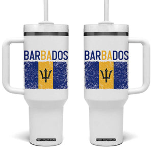 Vintage Distressed Barbados Flag Tumbler With Handle Bajan Caribbean Heritage Patriotic Pride Gift TS10 One Size: 40 oz White Print Your Wear