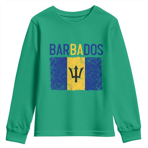 Vintage Distressed Barbados Flag Youth Sweatshirt Bajan Caribbean Heritage Patriotic Pride Gift TS10 Irish Green Print Your Wear