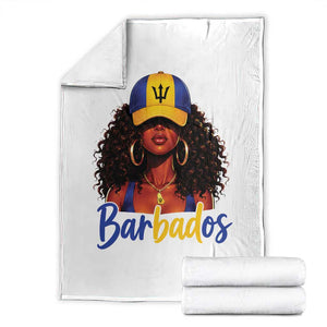 Bajan Girl Throw Blanket Barbados Flag Caribbean Heritage Pride Graphic Gift TS10 White Print Your Wear