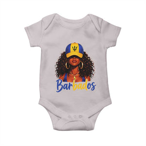Bajan Girl Baby Onesie Barbados Flag Caribbean Heritage Pride Graphic Gift TS10 Ice Gray Print Your Wear