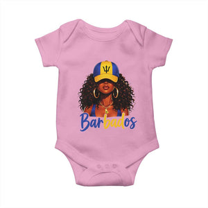 Bajan Girl Baby Onesie Barbados Flag Caribbean Heritage Pride Graphic Gift TS10 Light Pink Print Your Wear