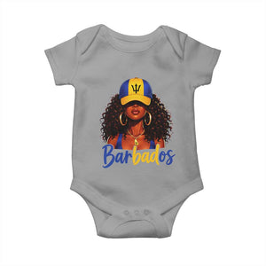 Bajan Girl Baby Onesie Barbados Flag Caribbean Heritage Pride Graphic Gift TS10 Sport Gray Print Your Wear
