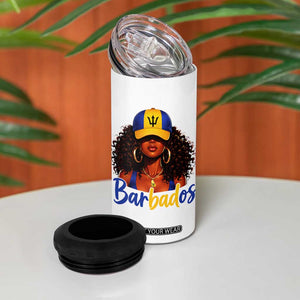 Bajan Girl 4 in 1 Can Cooler Tumbler Barbados Flag Caribbean Heritage Pride Graphic Gift TS10 Print Your Wear