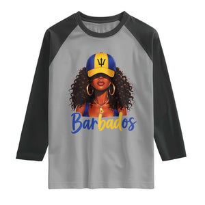 Bajan Girl Raglan Shirt Barbados Flag Caribbean Heritage Pride Graphic Gift TS10 Sport Gray Black Print Your Wear