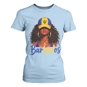 Bajan Girl T Shirt For Women Barbados Flag Caribbean Heritage Pride Graphic Gift TS10 Light Blue Print Your Wear