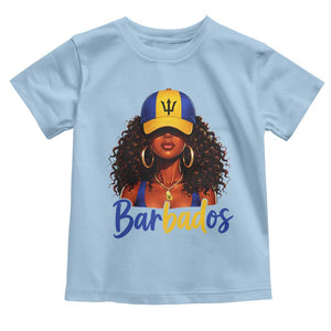 Bajan Girl Toddler T Shirt Barbados Flag Caribbean Heritage Pride Graphic Gift TS10 Light Blue Print Your Wear