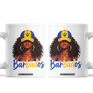 Bajan Girl Coffee Mug Barbados Flag Caribbean Heritage Pride Graphic Gift TS10 White Print Your Wear