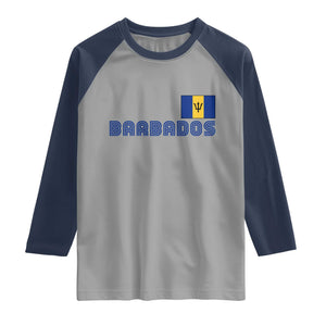 Retro Barbados Raglan Shirt Vintage Barbadian Souvenir Caribbean Island Pride Heritage Gift TS10 Sport Gray Navy Print Your Wear